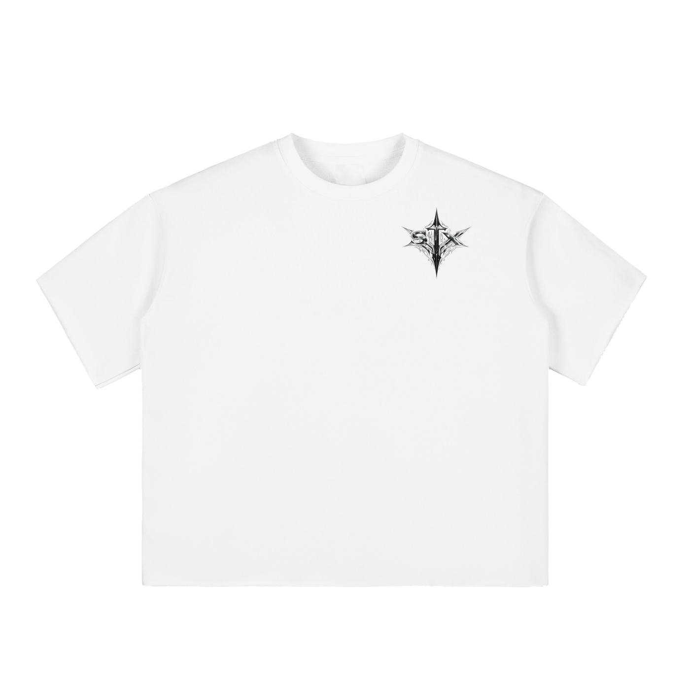 Boxy Half-Sleeve Raw-Edge T-Shirt