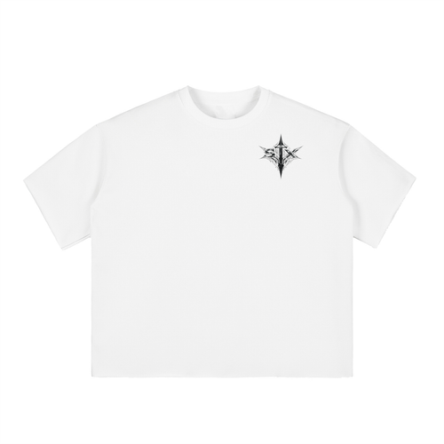 Boxy Half-Sleeve Raw-Edge T-Shirt